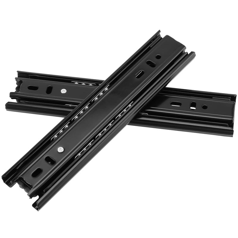 MOUYAT 8 PCS 8 Inch Full Extension Drawer Slides  Telescopic Ball Bearing Drawer Cabinet Glides with Mounting Screws  Side Mounted Slide Rails for Kitchen Cabinets  Drawers  Black - Image 1